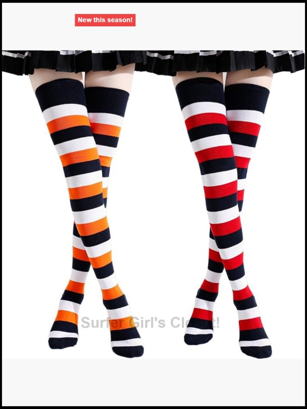 Cotton Thigh High Socks Over Knee Striped Extra Long Stay Up